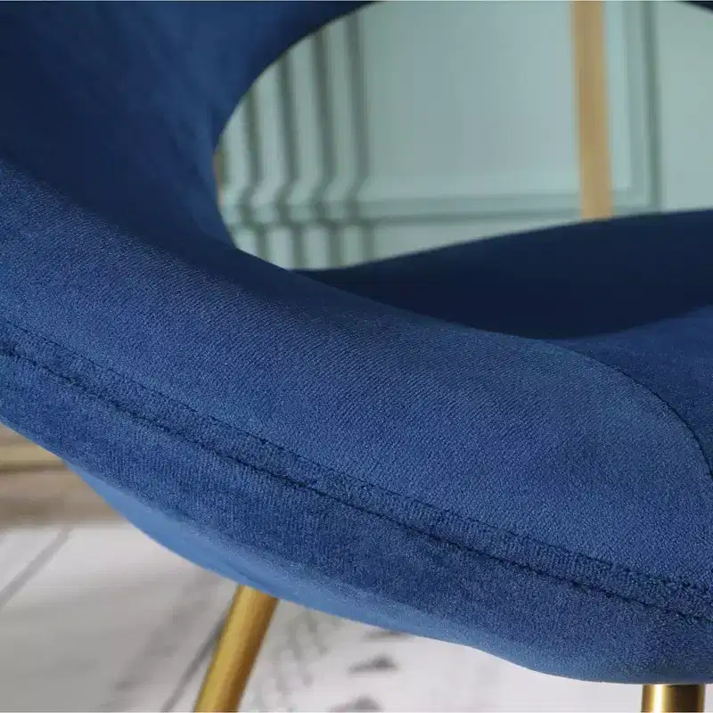 Roundhill Furniture Slatina Silky Velvet Upholstered Accent Chair, Blue with Gold Tone Finished Base