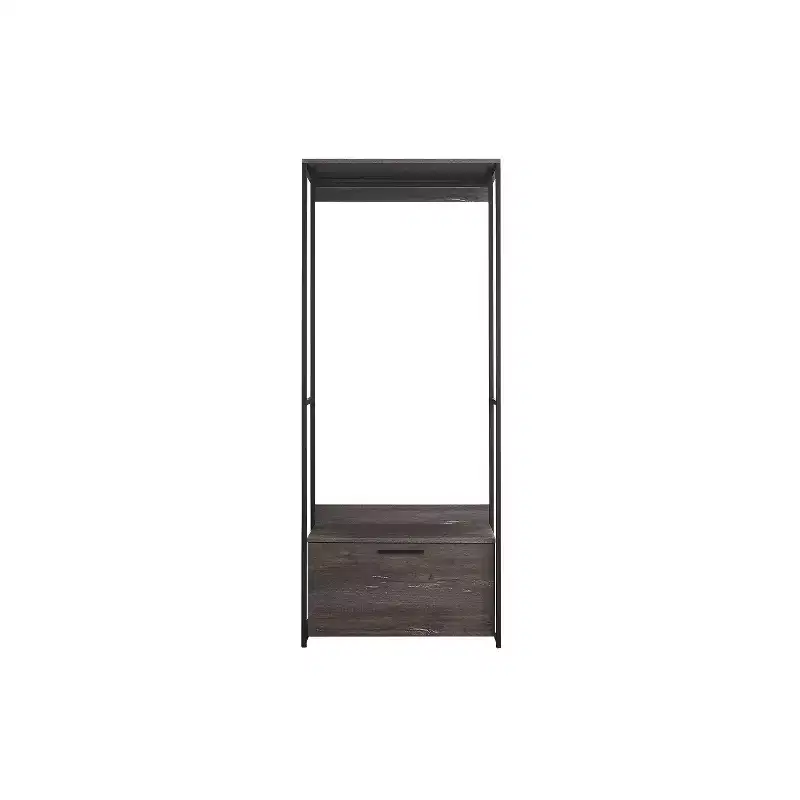 HomeStock 77.7 in.H x 31.5 in.W Black Wood Composite Closet System for Universal Storage with Storage Bins