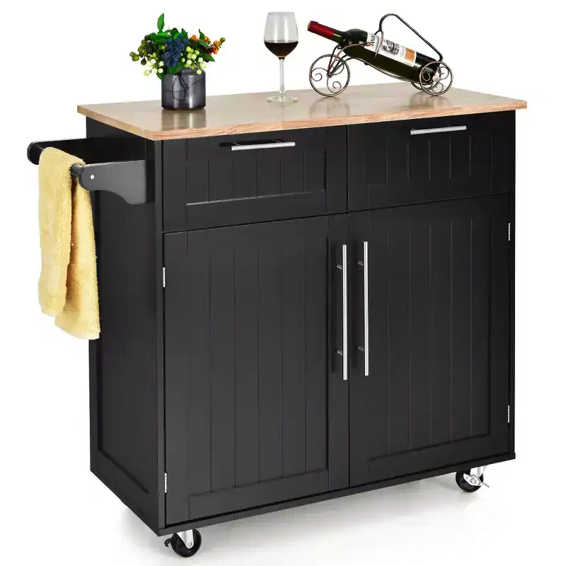 Rolling Kitchen Cart Island – Heavy Duty Storage Trolley with Drawers & Cabinet
