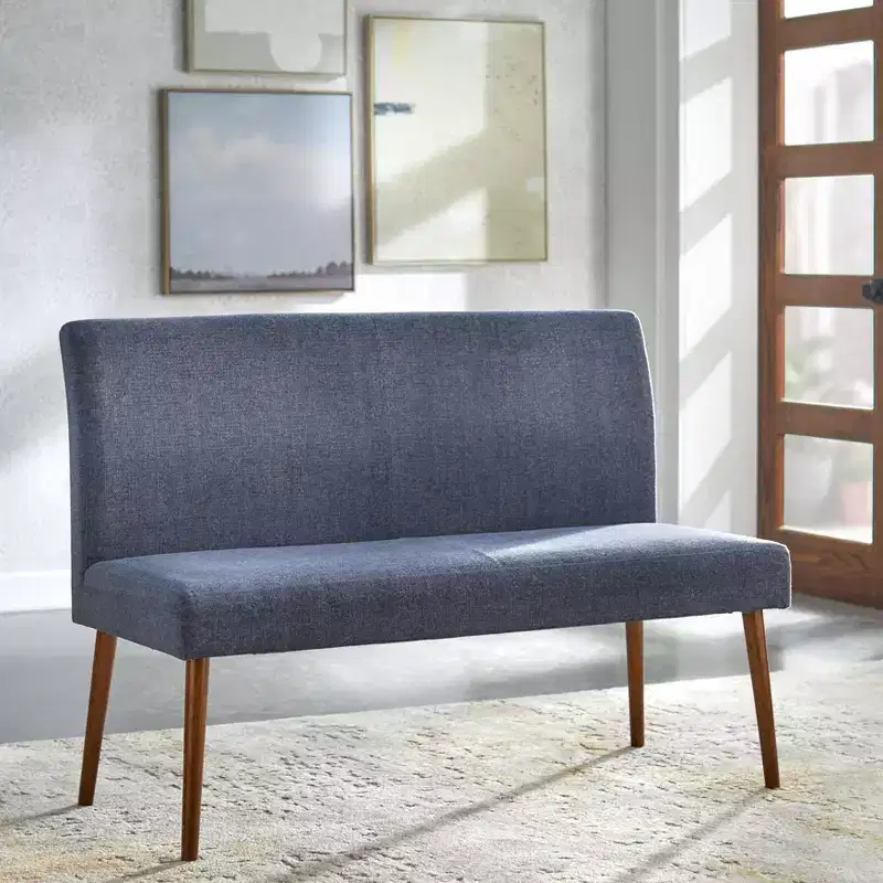 Mid Century Modern Upholstered Dining Bench