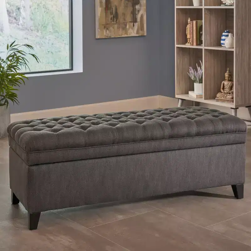 Modern Storage Bench with Large Storage Capacity, Storage Ottoman with Padding Seat, Ottoman Foot Rest for Living Room