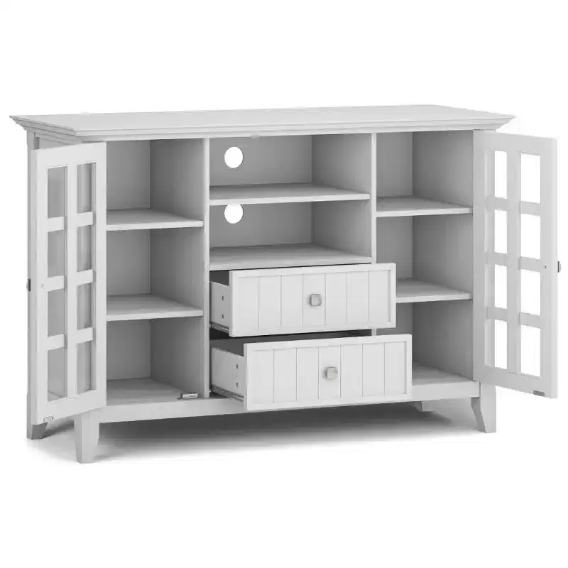 Normandy Tall TV Stand for TVs up to 60" White - WyndenHall: Adjustable Shelves, Pine & Plywood, Media Storage