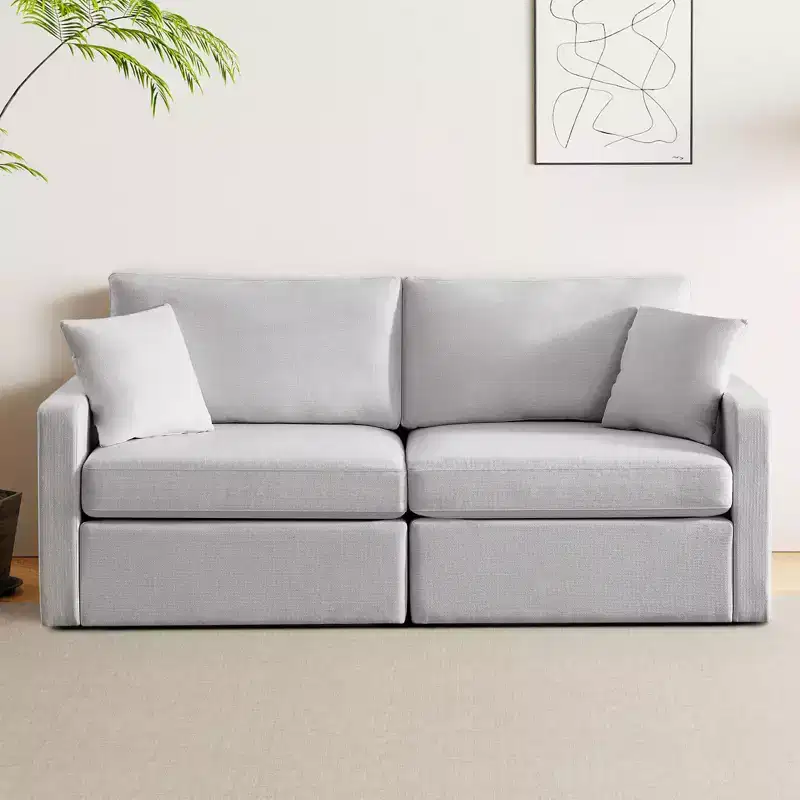 Dyonery 80 Living Room Sofa, Modern Chenille Comfort Sofa with Deep Seat Spring Cushions, Solid Wood Frame, Removable Covering