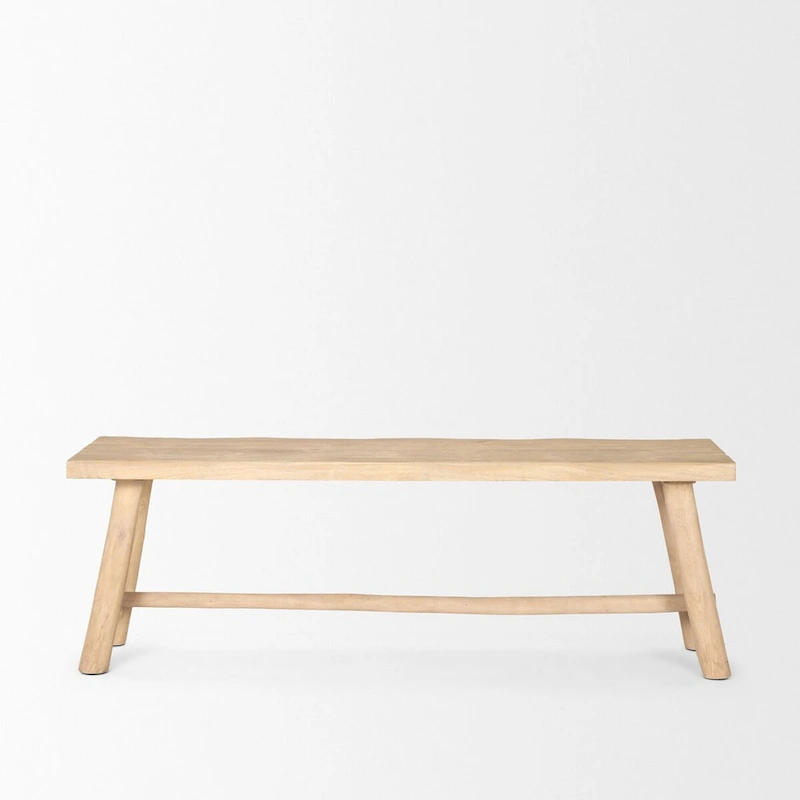 Sekou Light Brown Wooden Craftsman Bench