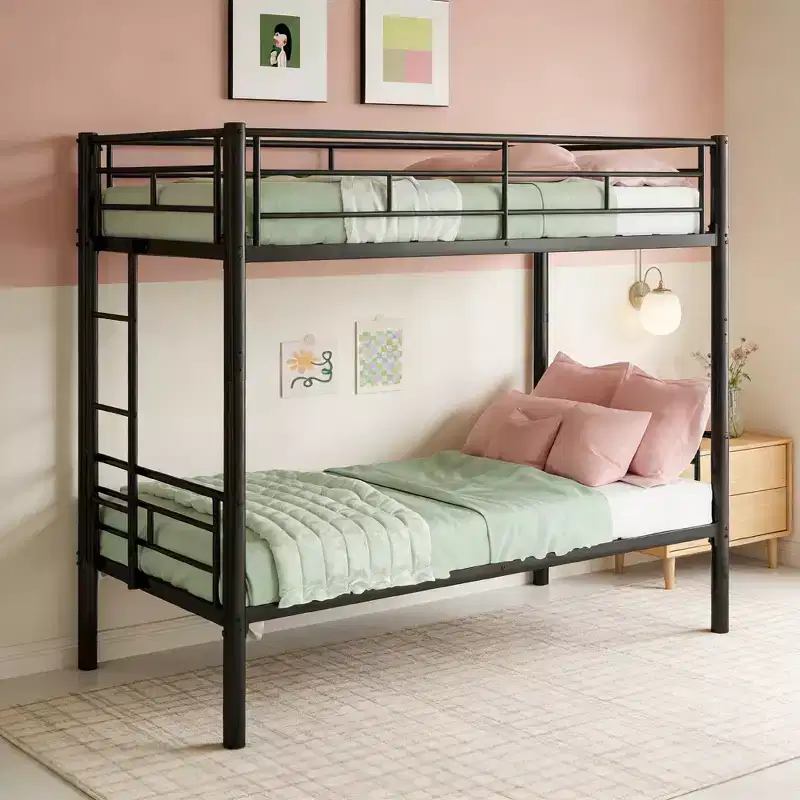 Luxystar Twin Over Twin Metal Bunk Bed, Convertible 2 Beds