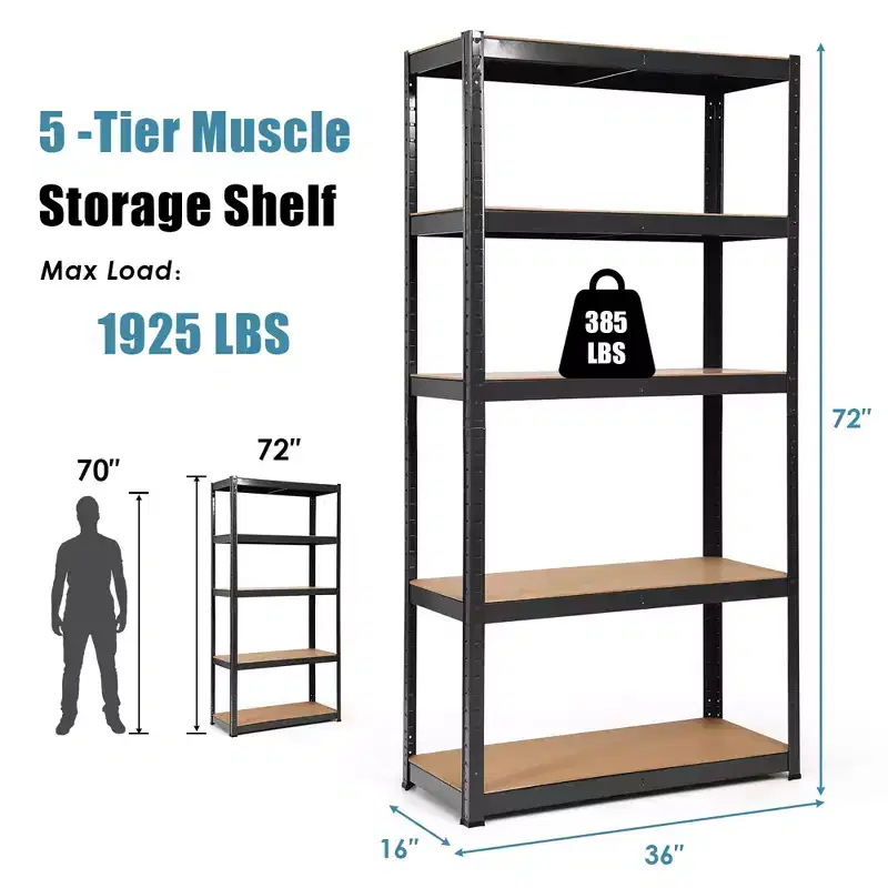 Costway 2PCS 72'' Heavy Duty Storage Shelf Steel Metal Garage Rack 5 Level Adjustable