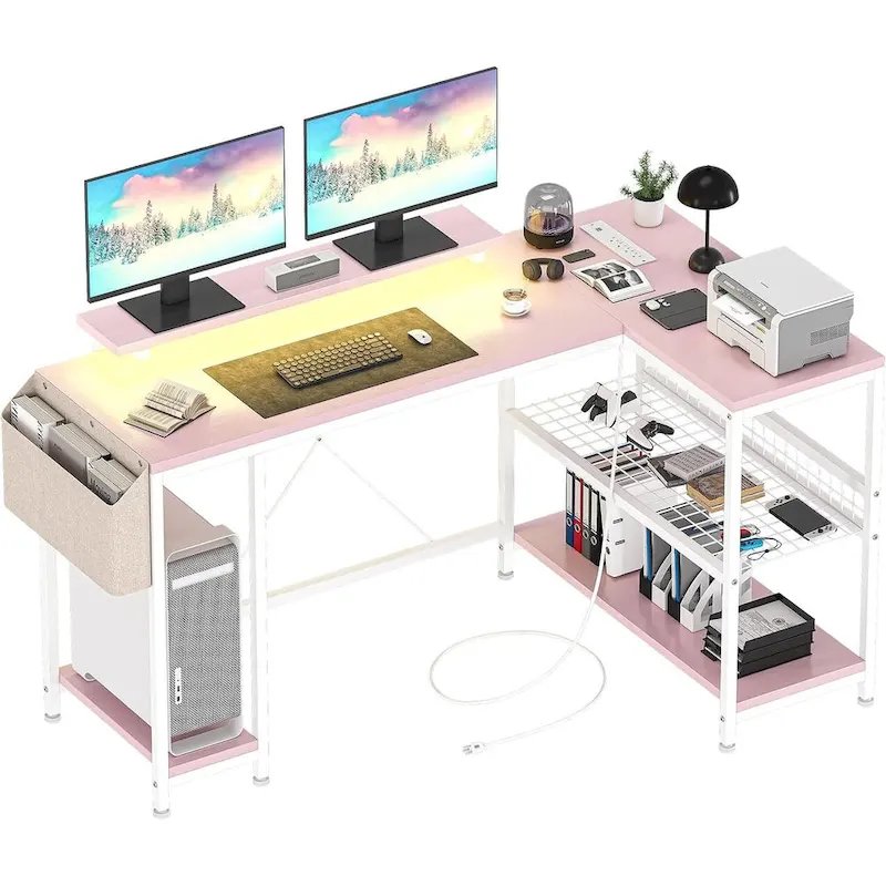 Small Gaming Desk with Power Outlets