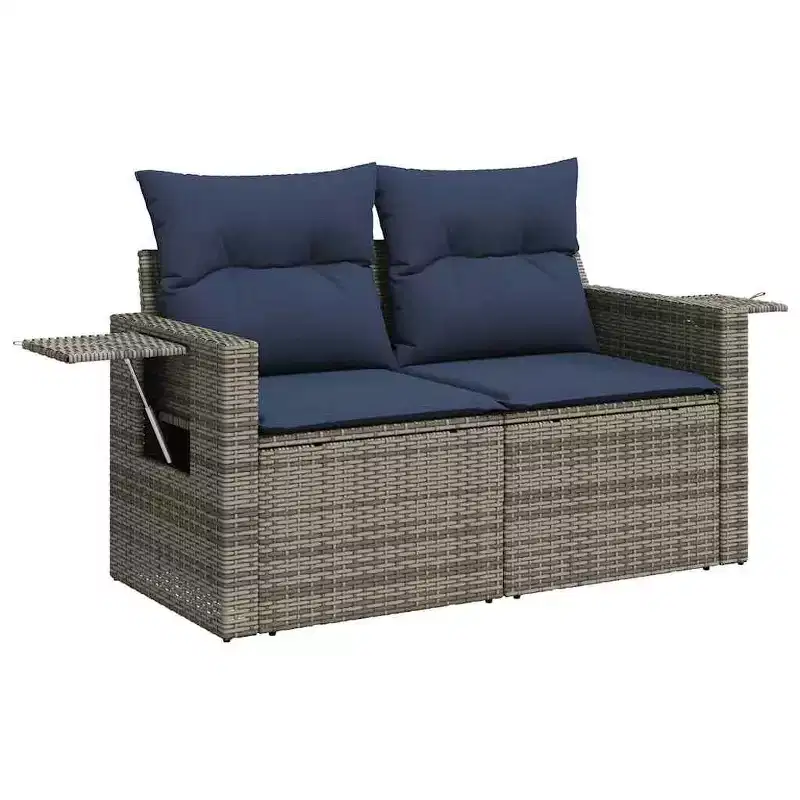 vidaXL 4 Piece Garden Sofa Set with Cushions Grey Poly Rattan
