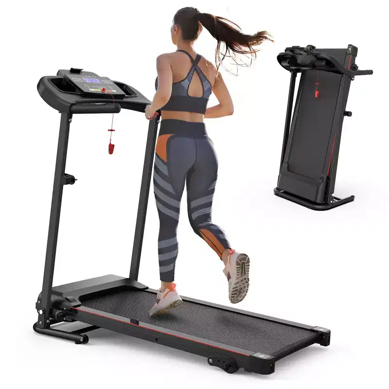 Okak Electric Treadmill with Bluetooth Music and Cup Holder, Foldable Treadmill with Incline and Heart Rate Sensor, 2.5HP Treadmills for Home, Black