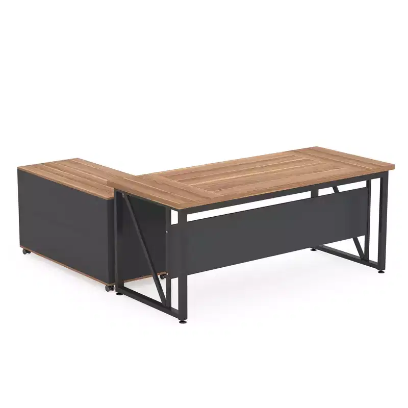 MAYEERTY Computer Desk L Shaped 55x63in Executive Desk and Mobile File Cabinet