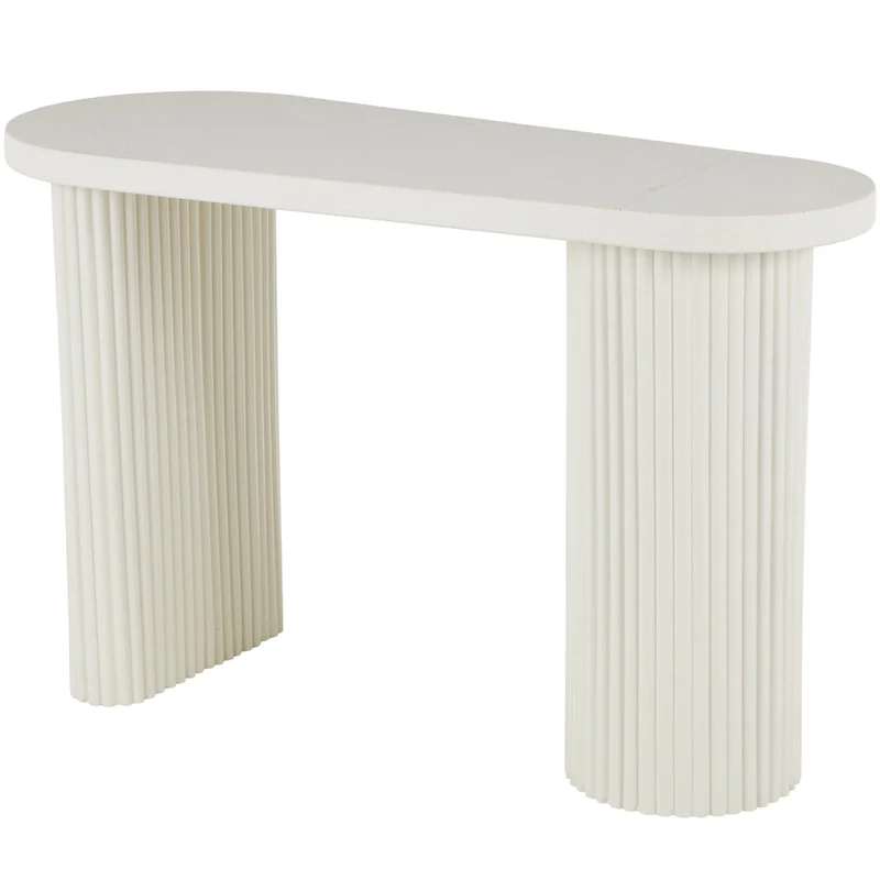 Metal Oval Console Table with Ribbed Legs 47
