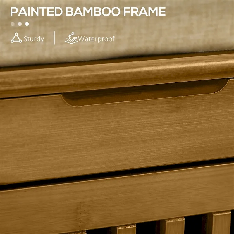 Bamboo Shoe Bench with Seating Cushion and Hidden Compartment
