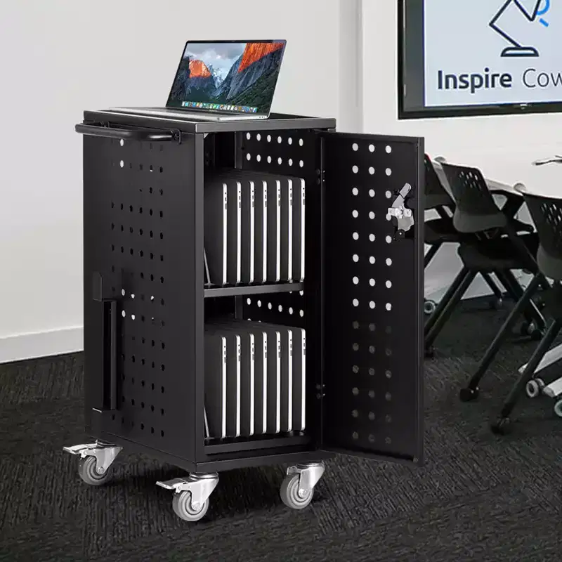 Charging Cart, 16 Device Mobile Charging Station, Up to 15.6 in Screen Size, Office and Classroom Mobile Charging Cart, for Chromebook