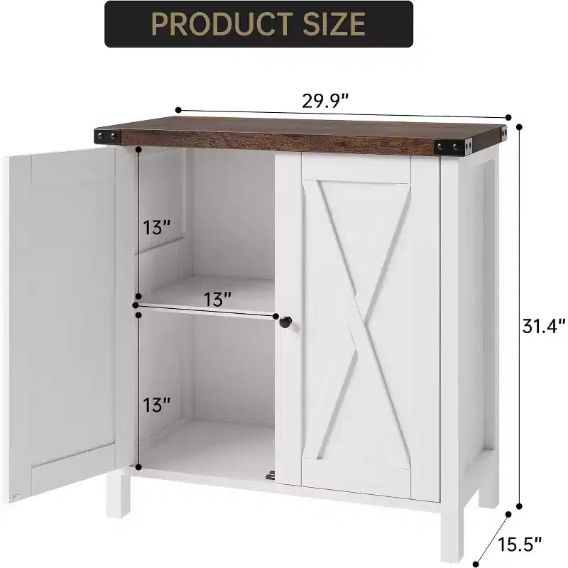 Sideboard Buffet Cabinet, Small Storage Cabinet with Adjustable Shelves and 2 Doors Accent Entryway Console Cupboard for Living Room