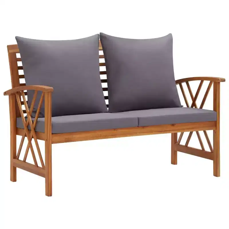 vidaXL Garden Bench Acacia wood finish and dark grey cushions