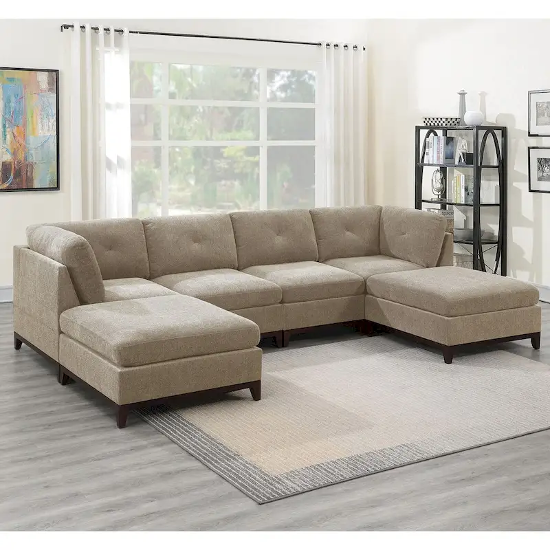6 Piece Chenille Modular Setional Set