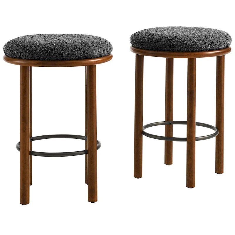 Boucle Fabric Counter Stools - Set of 2