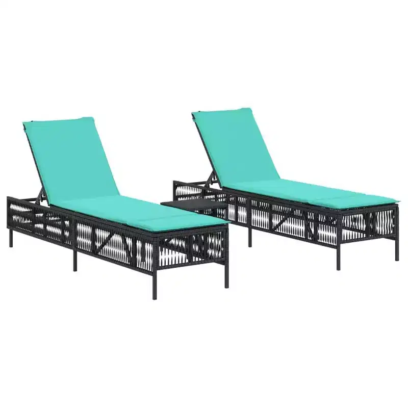 vidaXL Patio Sun Lounger PE rattan, Powder-coated steel Standard