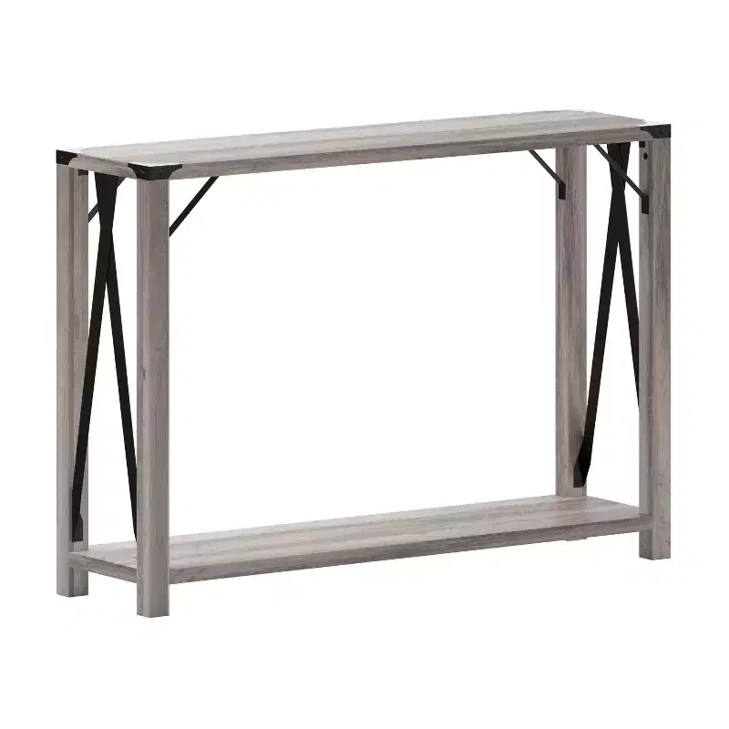 Modern Farmhouse Sofa Table – Engineered Wood, Powder-Coated Steel Accents, 75 lb Capacity