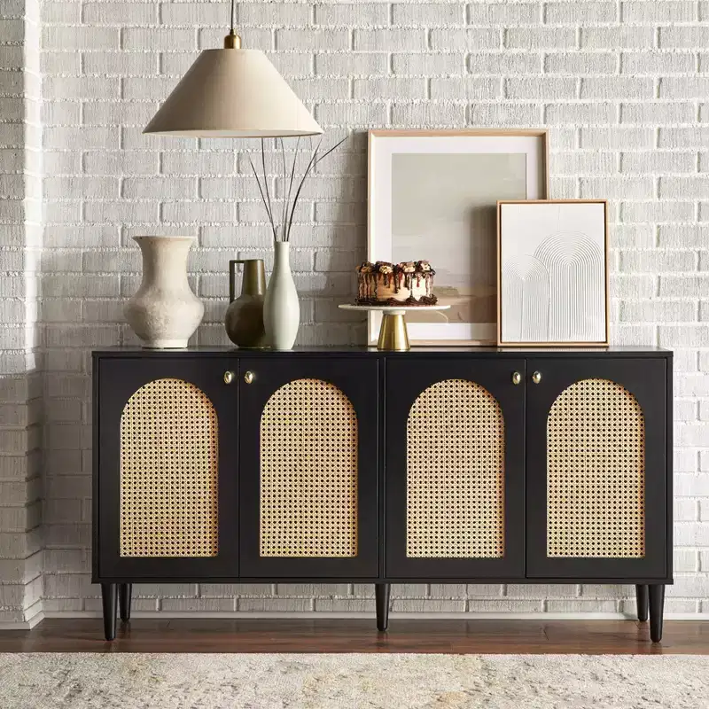 Lifestorey Montello Mid Century Modern Cane Door Sideboard