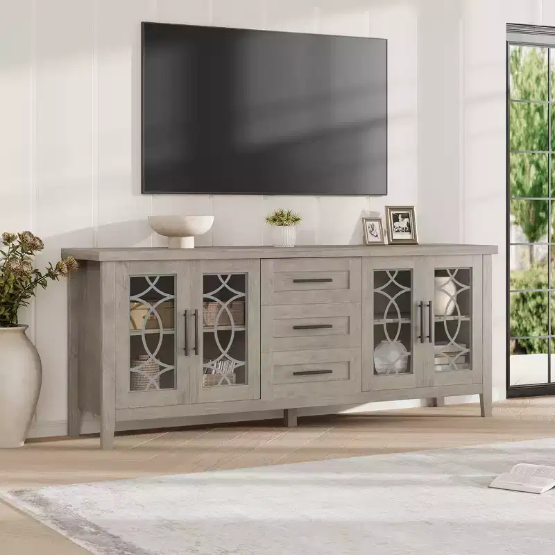 TV Stands with Storage Drawers, TV Entertainment Center, TV Console Table for Living Room Bedroom, Storage Cabinet