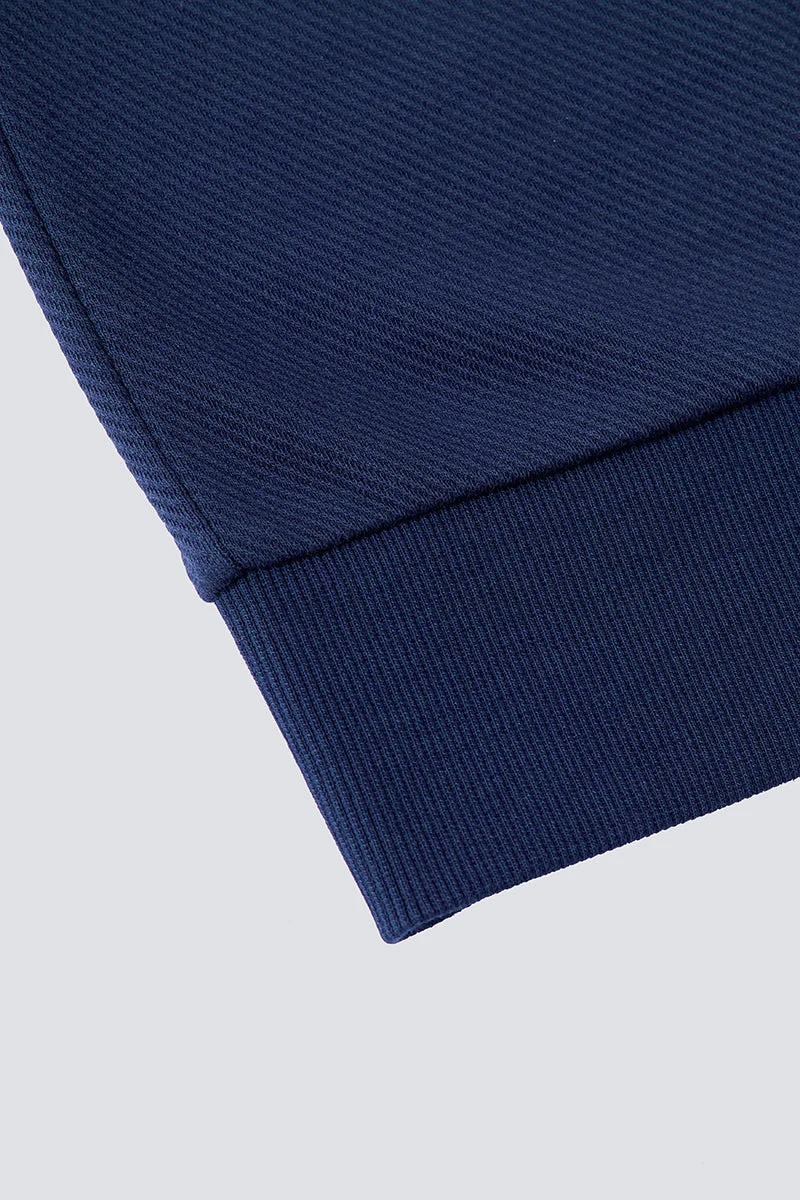 Jacquard Long Sleeve Polo – Navy