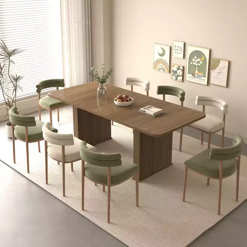 GDFStudio Toro Modern Extendable Wooden Dining Table with Double Pedestal