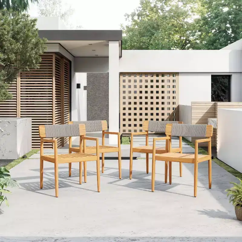 Okak 17.2 Premium Acacia Patio Dining Chairs Rustic Accent Chairs,Set of 2,Outdoor Armchair for Porch,Garden&Backyard,Patio Furniture Seating,Teak