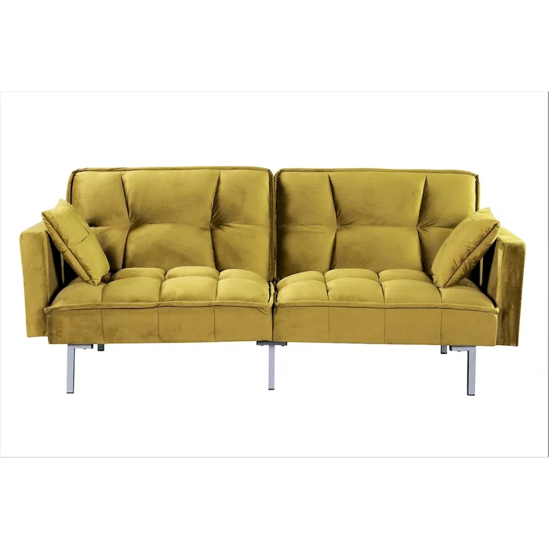 Bernal 75.6W Velvet Futon Sofa Bed Sleeper