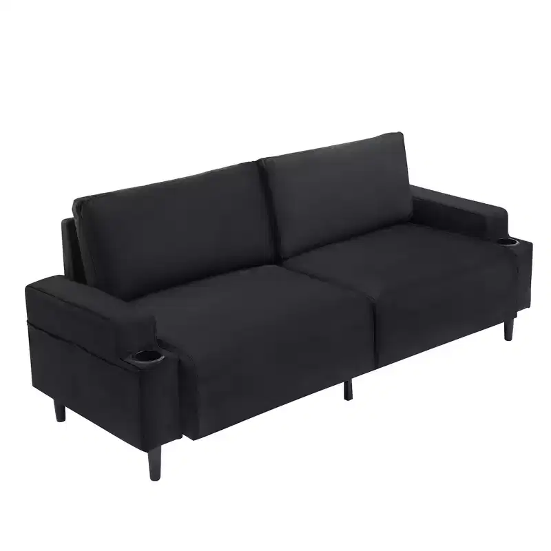 81 Modern Loveseat Sofa, Small Couches with Cup Holder & Storage Bag, Easy to Install, 3-Seater Deep Seating, for Apartment, Bedroom, Dorm