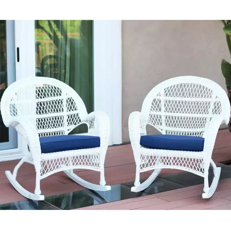 HomeStock Zen Zone Chair Set of 2, Durable Resin Wicker, Weather-Resistant with Cushions
