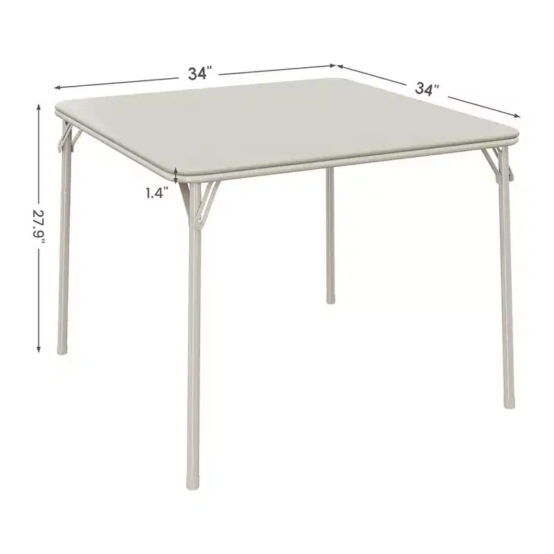 34 Folding Card Table with Collapsible Legs & PU Padded Tabletop, Portable Square Game Table for Home, Parties, Picnics(Only Table)