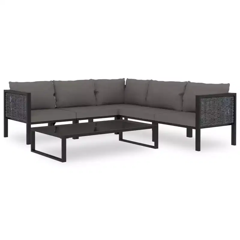 vidaXL Patio Lounge Set Outdoor Sectional Sofa Set Poly Rattan Anthracite