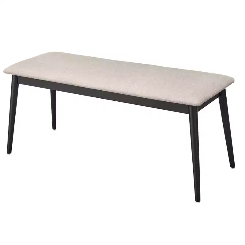 Mid Century Modern Bench Upholstered Bench Black/Gray: Mid-Century Modern, Padded, Rubberwood Frame