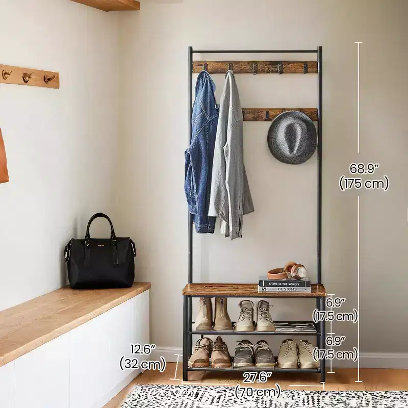 Coat Rack Hall Tree with Shoe Storage Bench Entryway Bench with Shoe Storage for Entryway