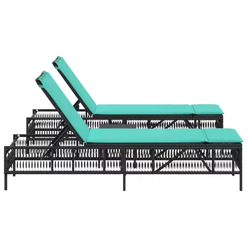 vidaXL Patio Sun Lounger PE rattan, Powder-coated steel Standard