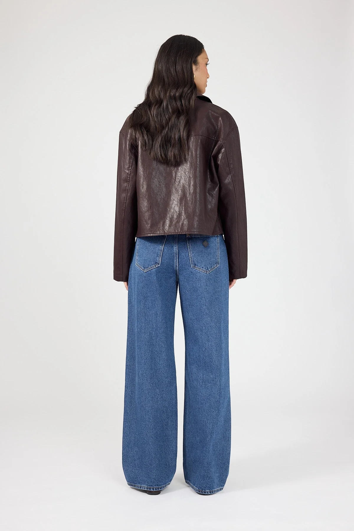 Faux Leather Jacket Plum