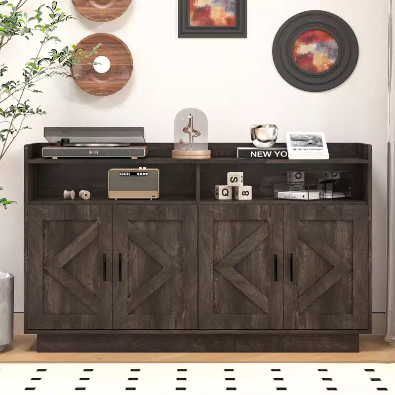 Sideboard Cabinet with 4 Doors and Metal Handles
