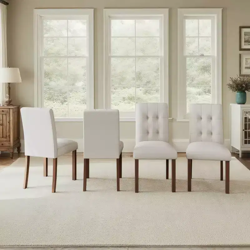 GDFStudio Keller Modern Wooden Dining Chairs with Back and Wood Legs (Set of 4)