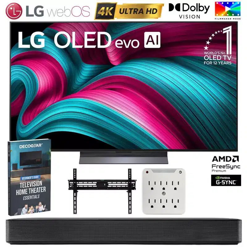 LG 55 C5 Series OLED evo 4K UHD Smart webOS TV with Soundbar Bundle