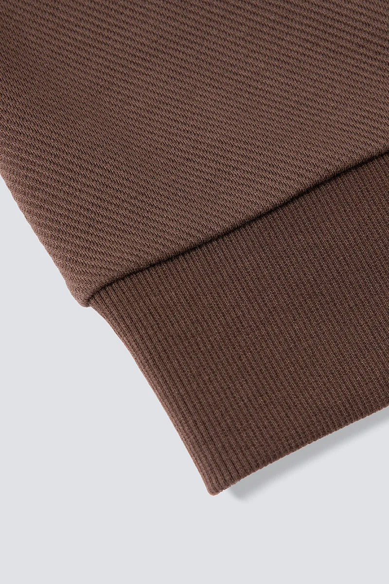 Jacquard Long Sleeve Polo – Brown