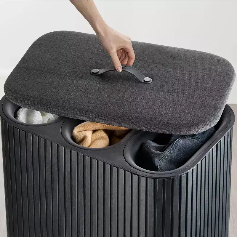 Joseph Joseph Tota Trio Luxe 90L Bamboo Laundry Separation Basket - Carbon Black