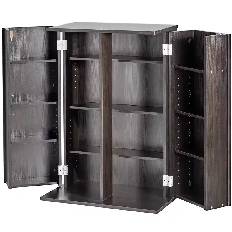 VEVOR Media Storage Cabinet, DVD Cabinet with Doors and Shelves, CD Storage Holds up to 576 CDs, Adjustable DVD Shelf, Brown