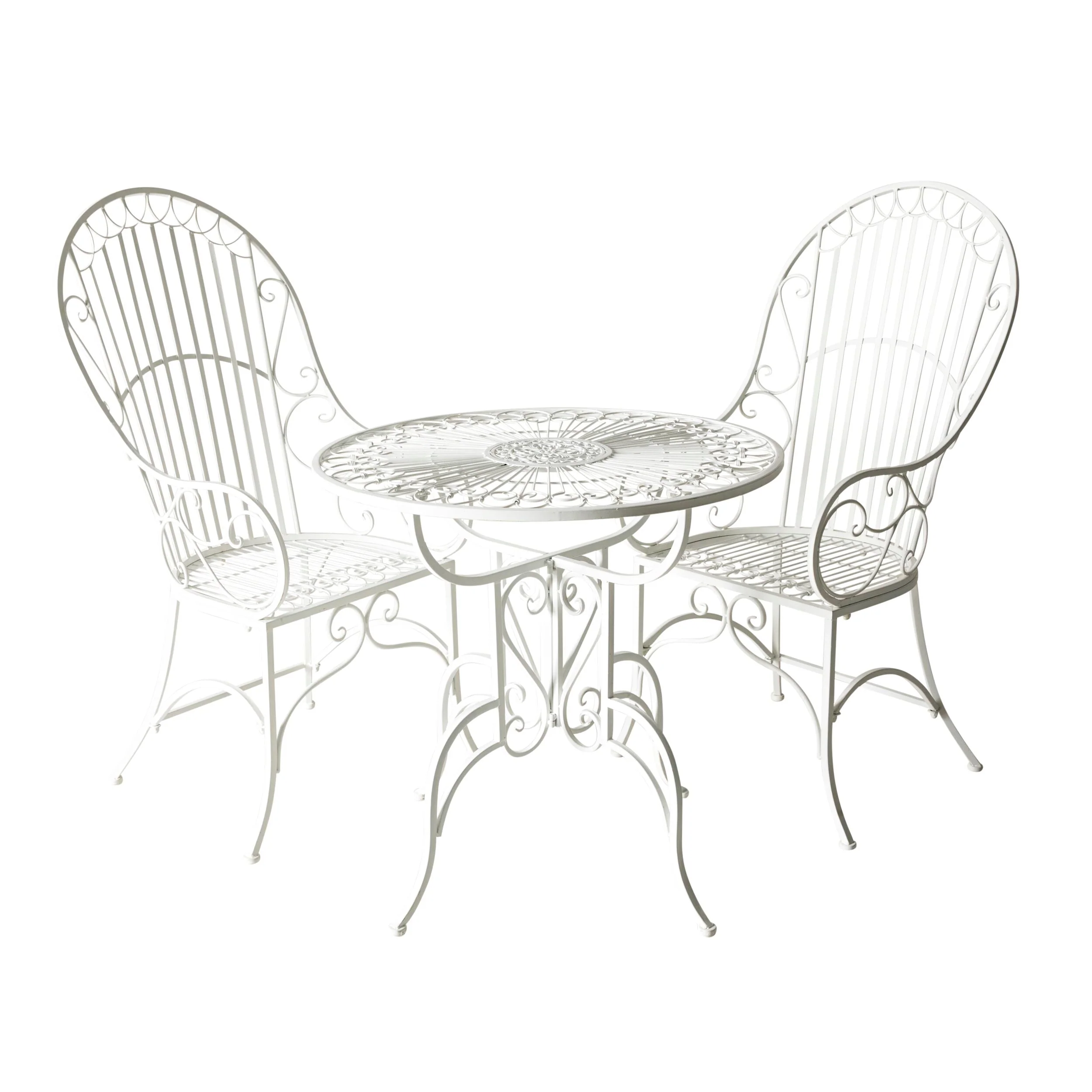 Arles French Bistro Steel Garden Chair Gloss White