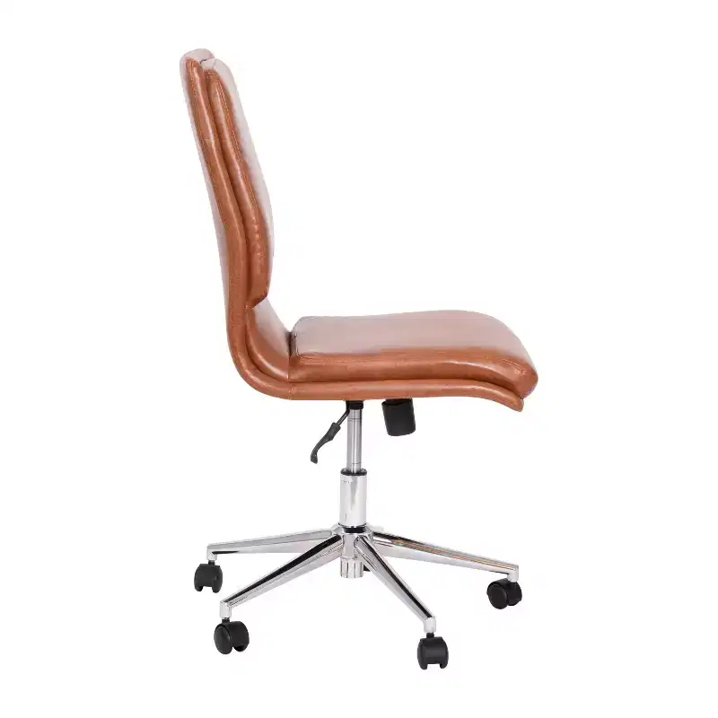 Mid-Back Armless Swivel Task Office Chair Bonded Leather Adjustable Metal Base