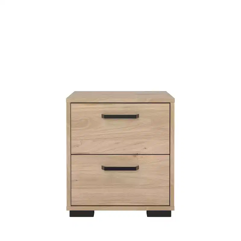 2 Drawer Nightstand, Jackson Hickory Woodgrain Finish