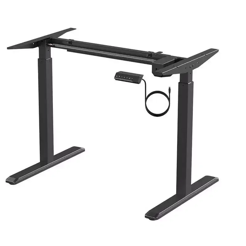 Monoprice Height Adjustable Sit-Stand Riser Table Desk Frame - Black With Electric Single Motor, Compatible With Desktops From 39in-63in Wide