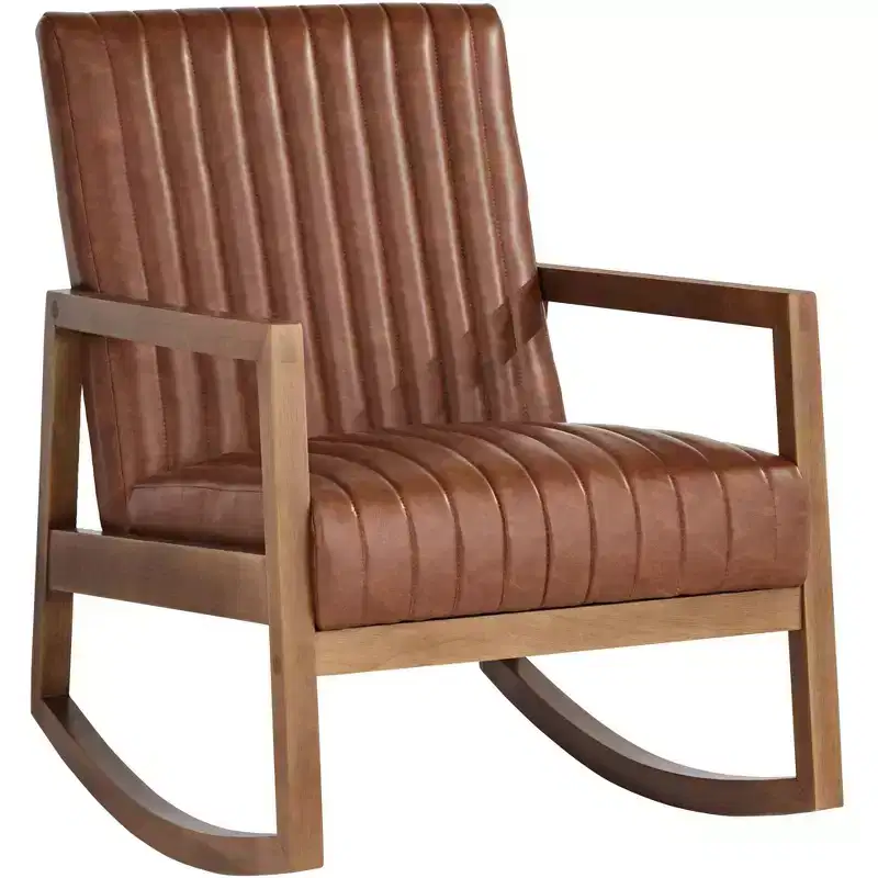 Studio 55D Ava Rust Brown Wood Frame Rocking Chair