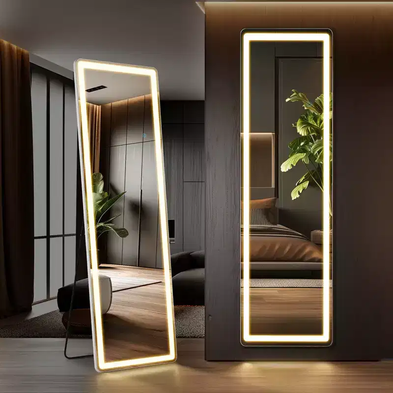 Bestier 3 Color Lighting Standing Mirror with LED Lights Wall Mounted Hanging