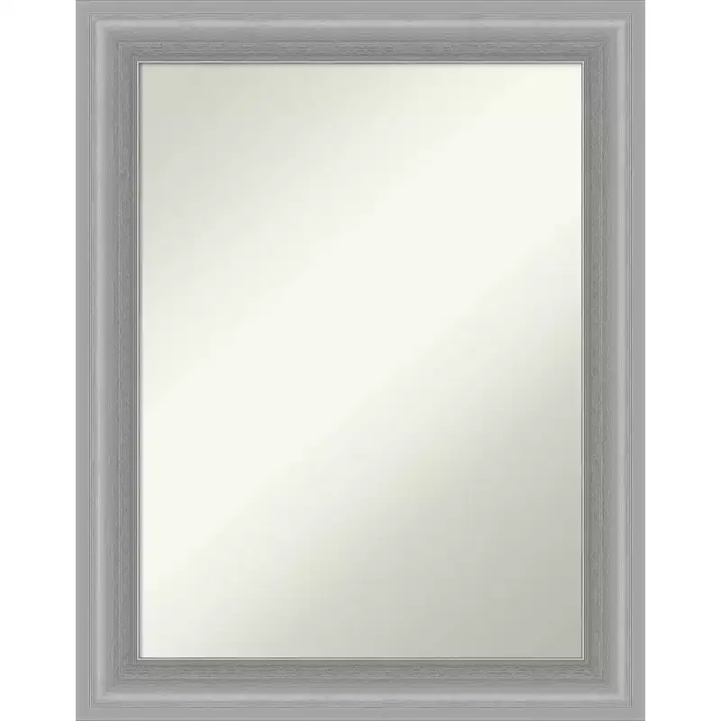 23x29 Non-Beveled Peak Polished Nickel Narrow Bathroom Wall Mirror - Amanti Art: Includes Mounting Hardware